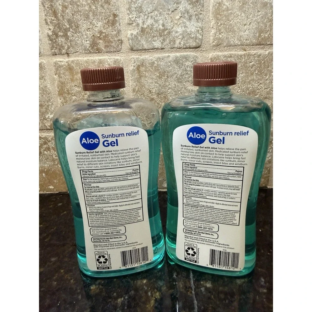 2 Pack‎ EQUATE Sunburn Relief Aloe Vera Gel-Brand New 20 oz x2